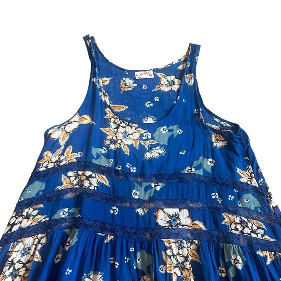Intimately Free People Blue Floral Sleeveless Tunic Mini Dress Size XS Women's - Picture 2 of 11